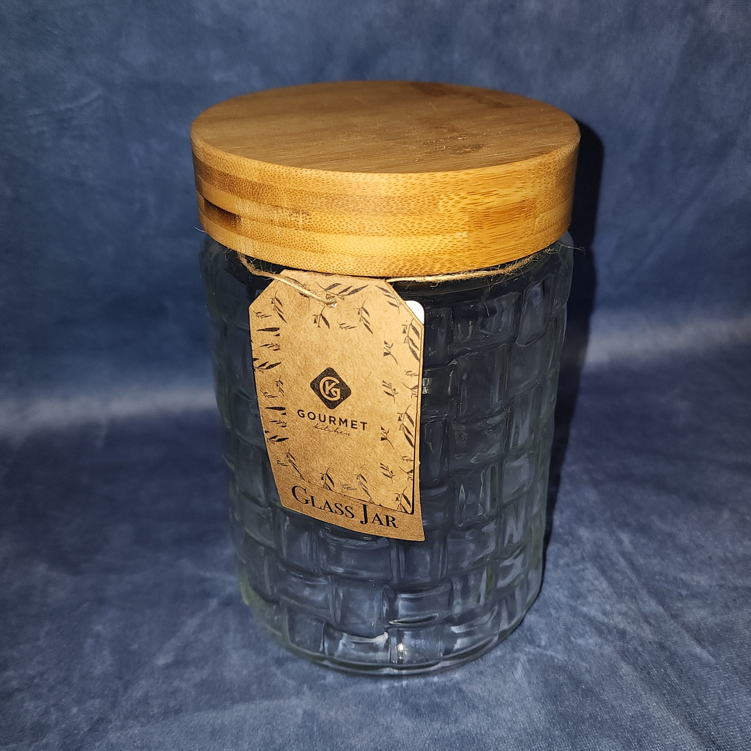Jar - Glass Jar Woven Pattern with Bamboo Lid 40oz, Gourmet Kitchen | 20220315_184201.jpg