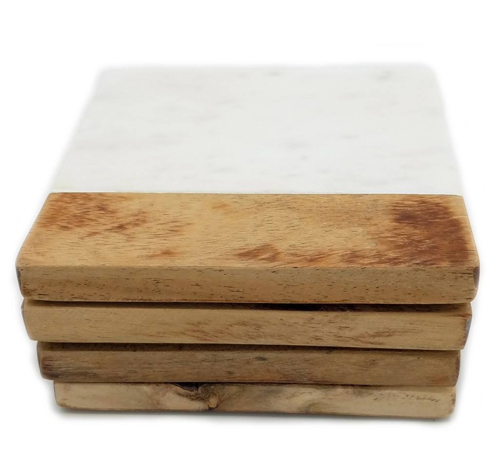 Coaster - Marble & Wood, Set of 4 with case, White, Jodhpuri | j1.jpg