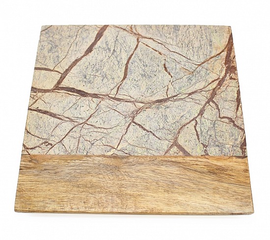 Coaster - Marble & Wood, Set of 4 with case, Brown Forest, Jodhpuri