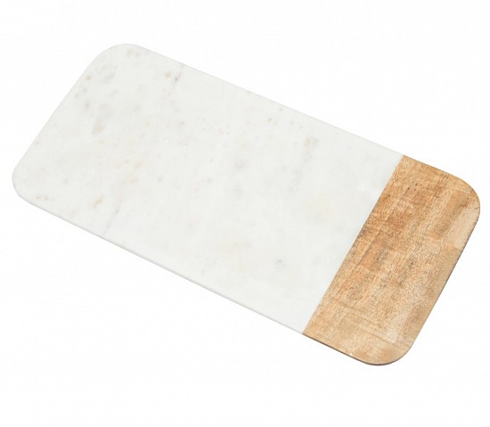 Board - Serving, Marble & Wood, 16.5"